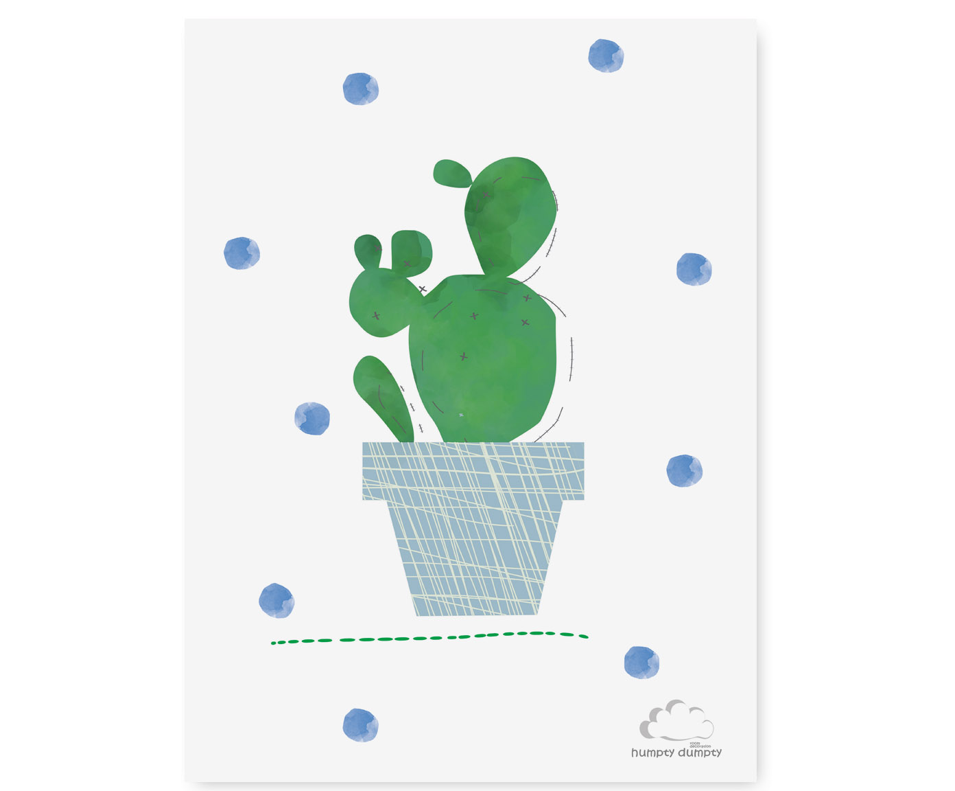 plakat dziecięcy cactus blue dots